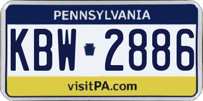 PA license plate KBW2886