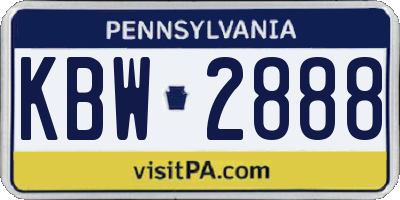 PA license plate KBW2888