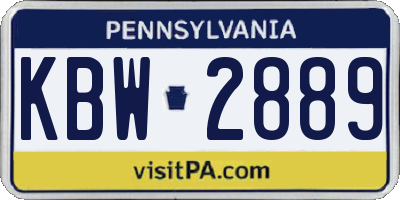 PA license plate KBW2889