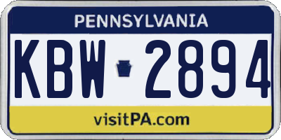 PA license plate KBW2894