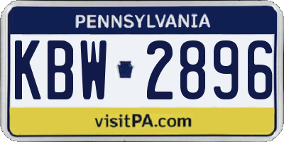 PA license plate KBW2896