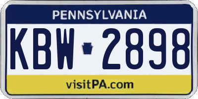 PA license plate KBW2898