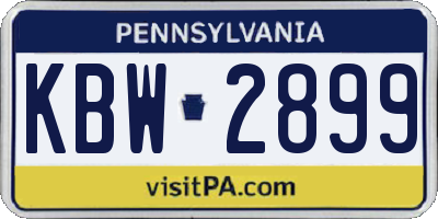 PA license plate KBW2899