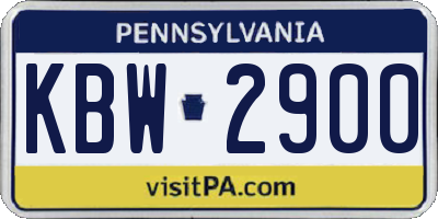 PA license plate KBW2900