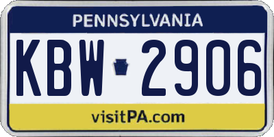 PA license plate KBW2906