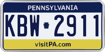 PA license plate KBW2911
