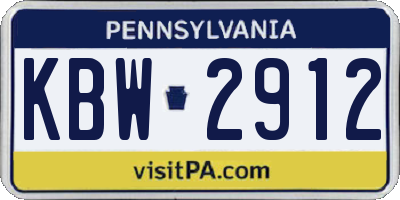 PA license plate KBW2912