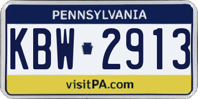 PA license plate KBW2913