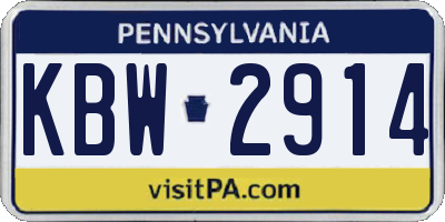 PA license plate KBW2914