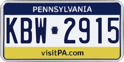 PA license plate KBW2915