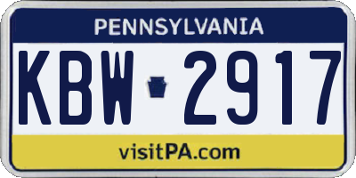 PA license plate KBW2917