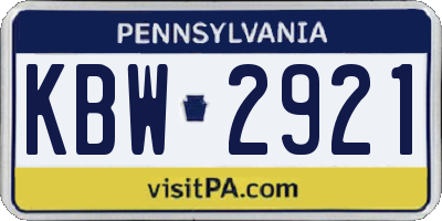 PA license plate KBW2921