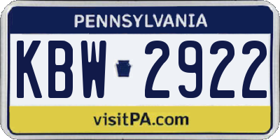 PA license plate KBW2922