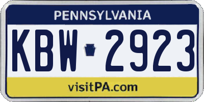 PA license plate KBW2923