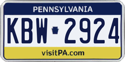 PA license plate KBW2924