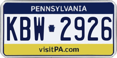PA license plate KBW2926