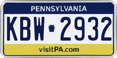 PA license plate KBW2932