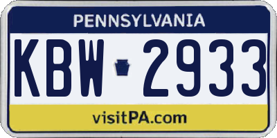PA license plate KBW2933