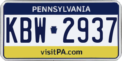 PA license plate KBW2937