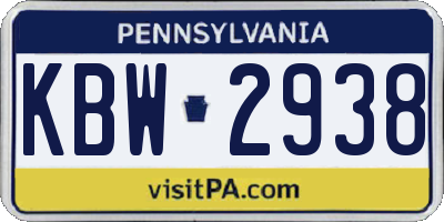 PA license plate KBW2938