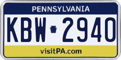 PA license plate KBW2940