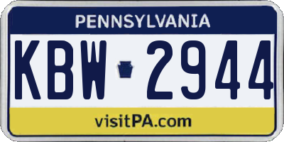 PA license plate KBW2944