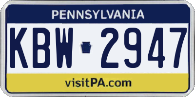 PA license plate KBW2947