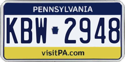 PA license plate KBW2948