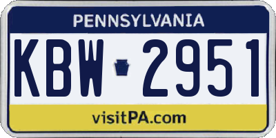 PA license plate KBW2951