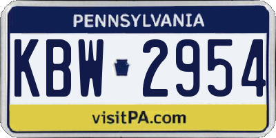 PA license plate KBW2954