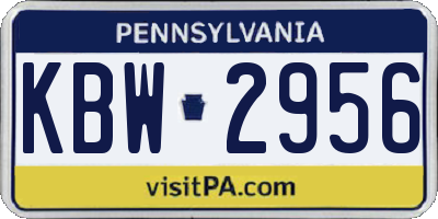 PA license plate KBW2956