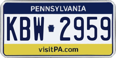 PA license plate KBW2959