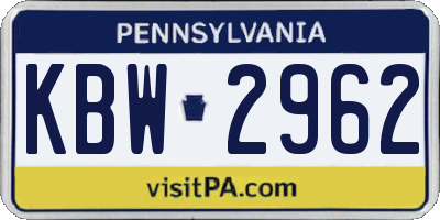 PA license plate KBW2962