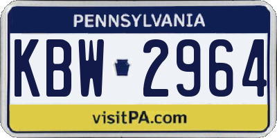 PA license plate KBW2964