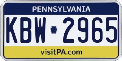 PA license plate KBW2965