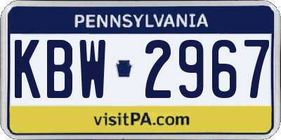 PA license plate KBW2967