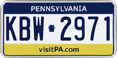 PA license plate KBW2971