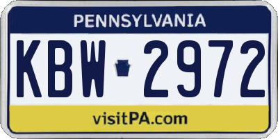 PA license plate KBW2972