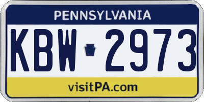 PA license plate KBW2973