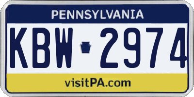 PA license plate KBW2974
