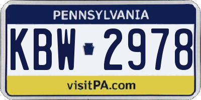 PA license plate KBW2978