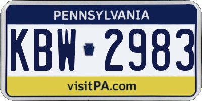 PA license plate KBW2983