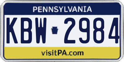 PA license plate KBW2984