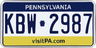 PA license plate KBW2987