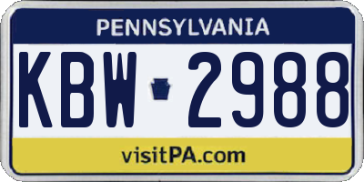 PA license plate KBW2988