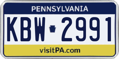 PA license plate KBW2991
