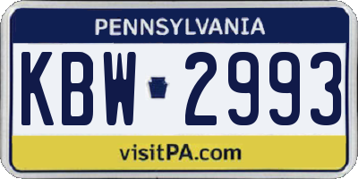 PA license plate KBW2993