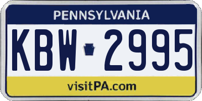 PA license plate KBW2995