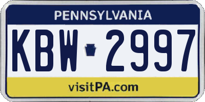PA license plate KBW2997