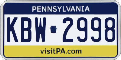 PA license plate KBW2998